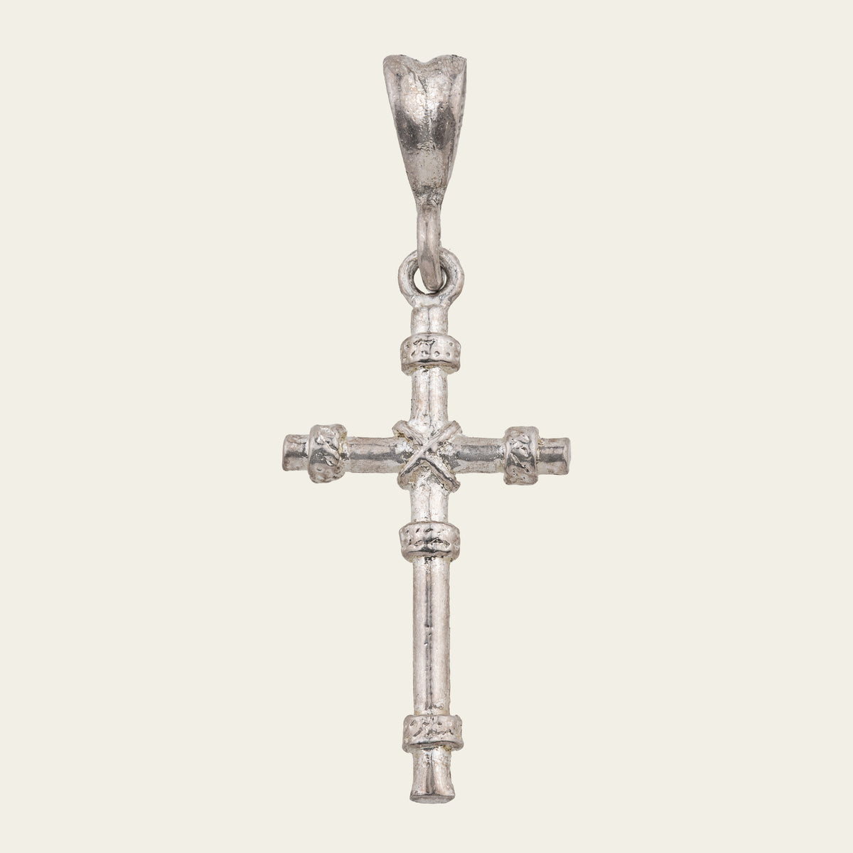 Sterling silver adjustable ball chain necklace with thorn chain and vintage cross, silver thorn rosary with vintage cross