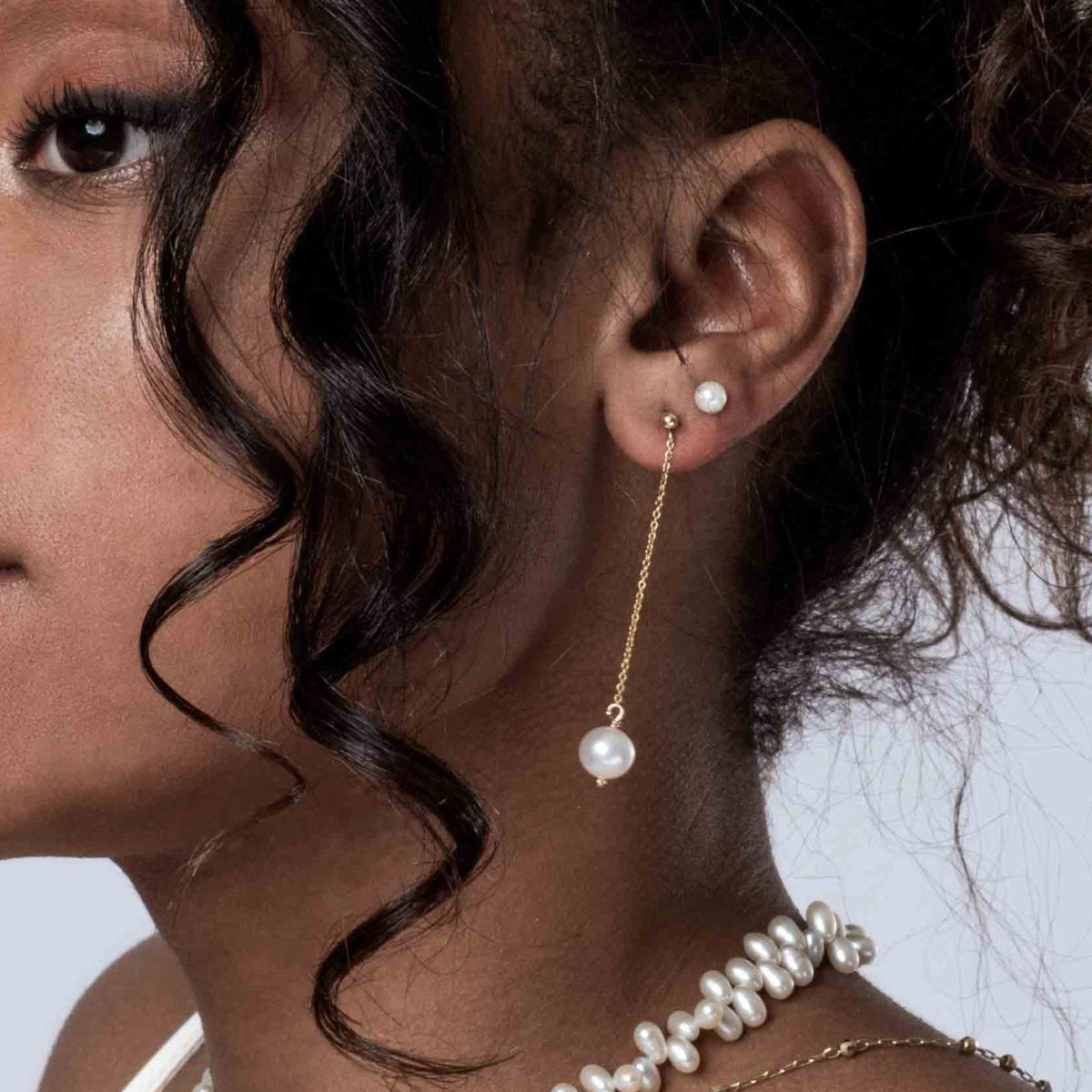 paper cable pearl drop earrings