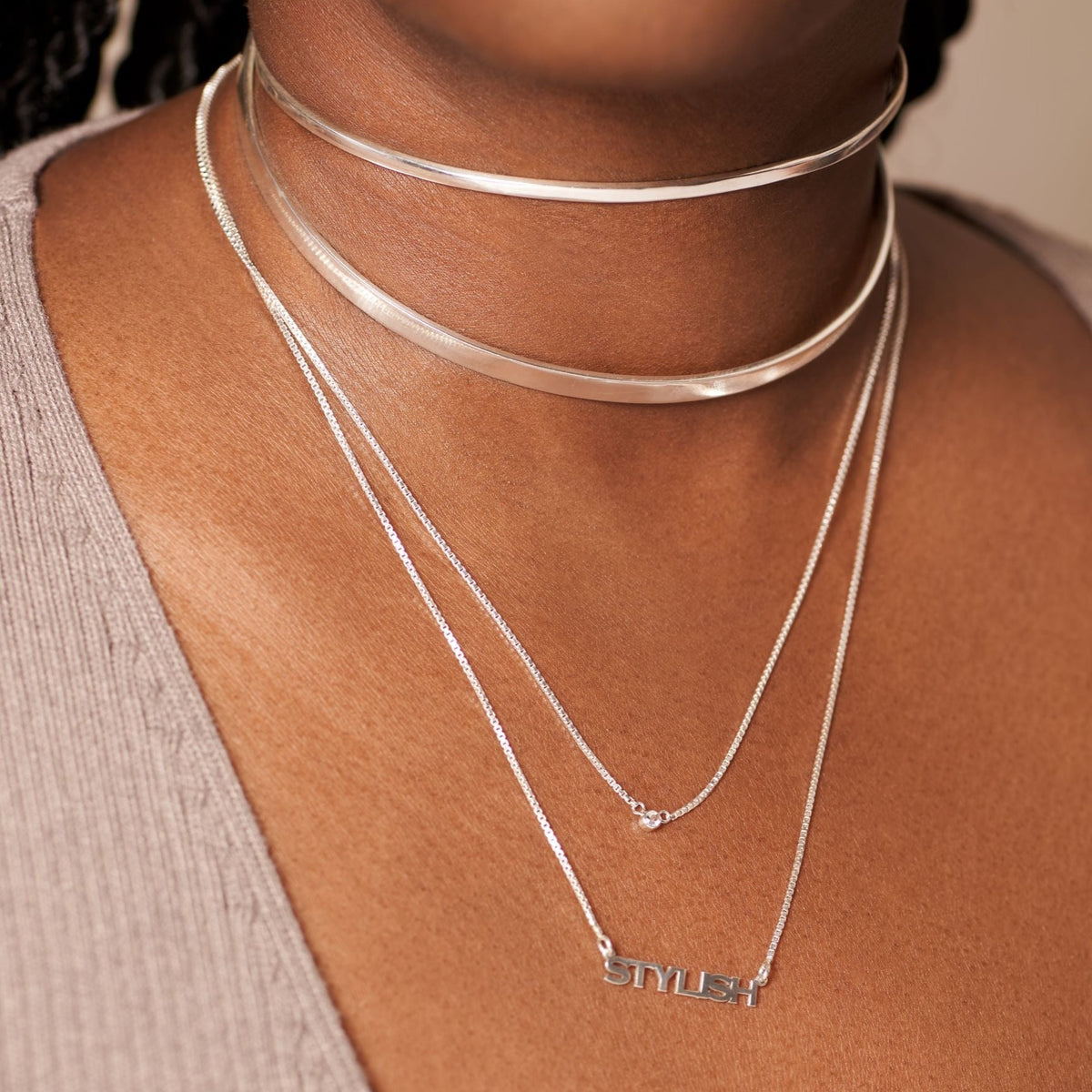 silver choker necklace