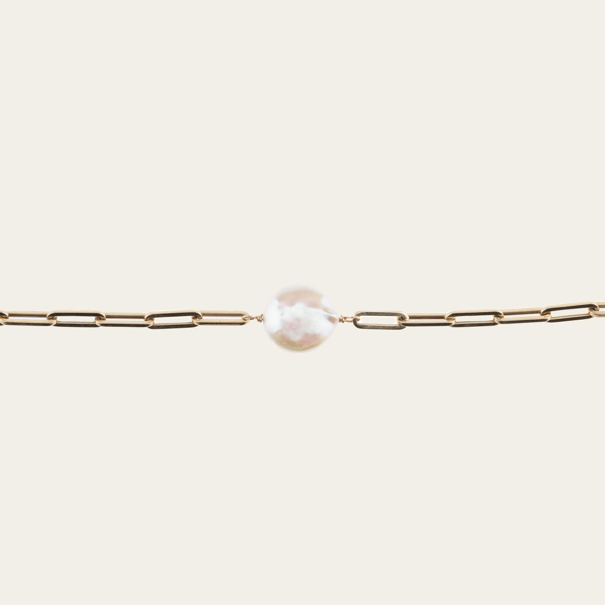 paper clip button pearl necklace