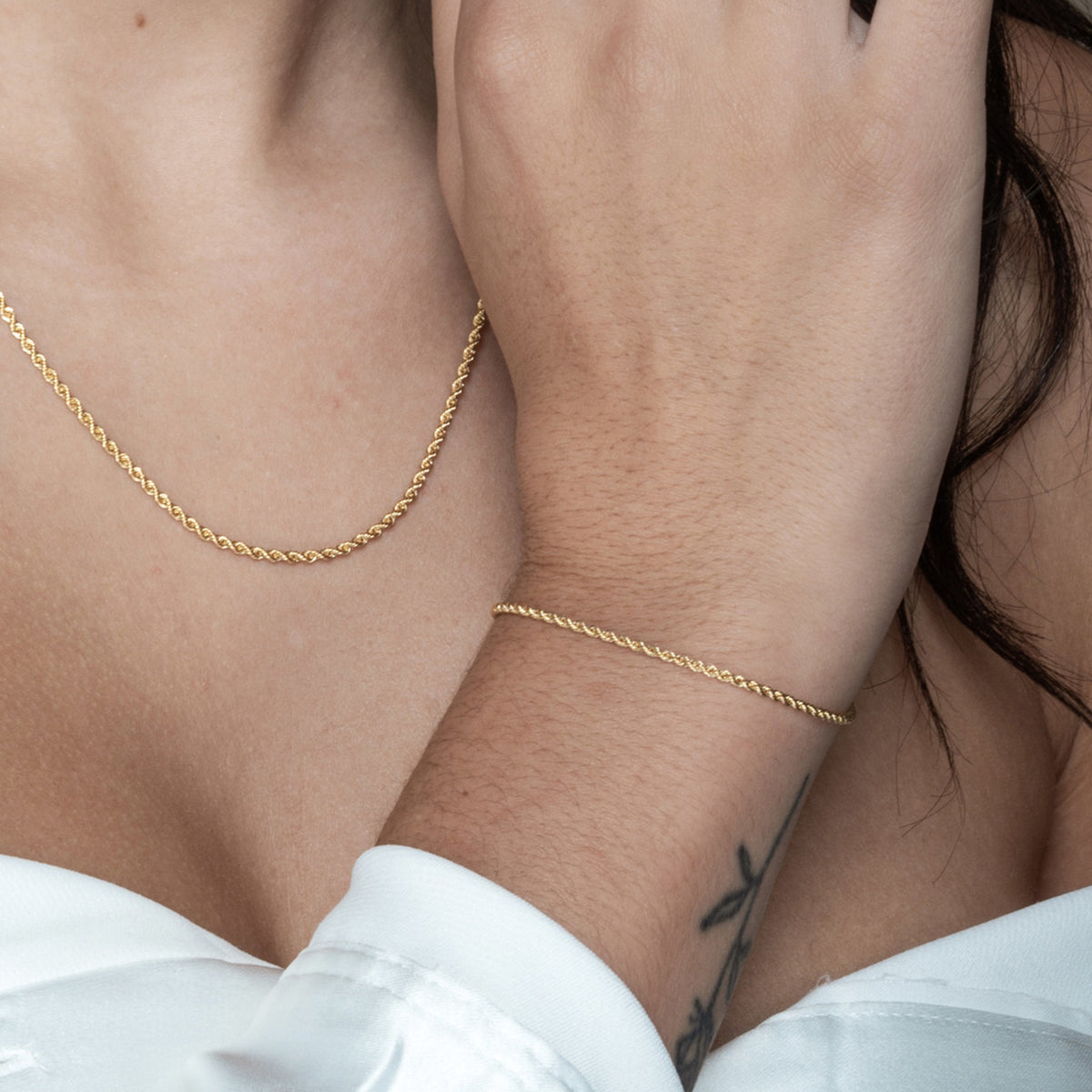 gold rope chain and bracelet set