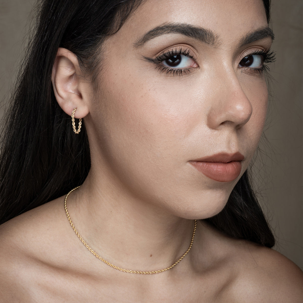 gold rope chain and earring set