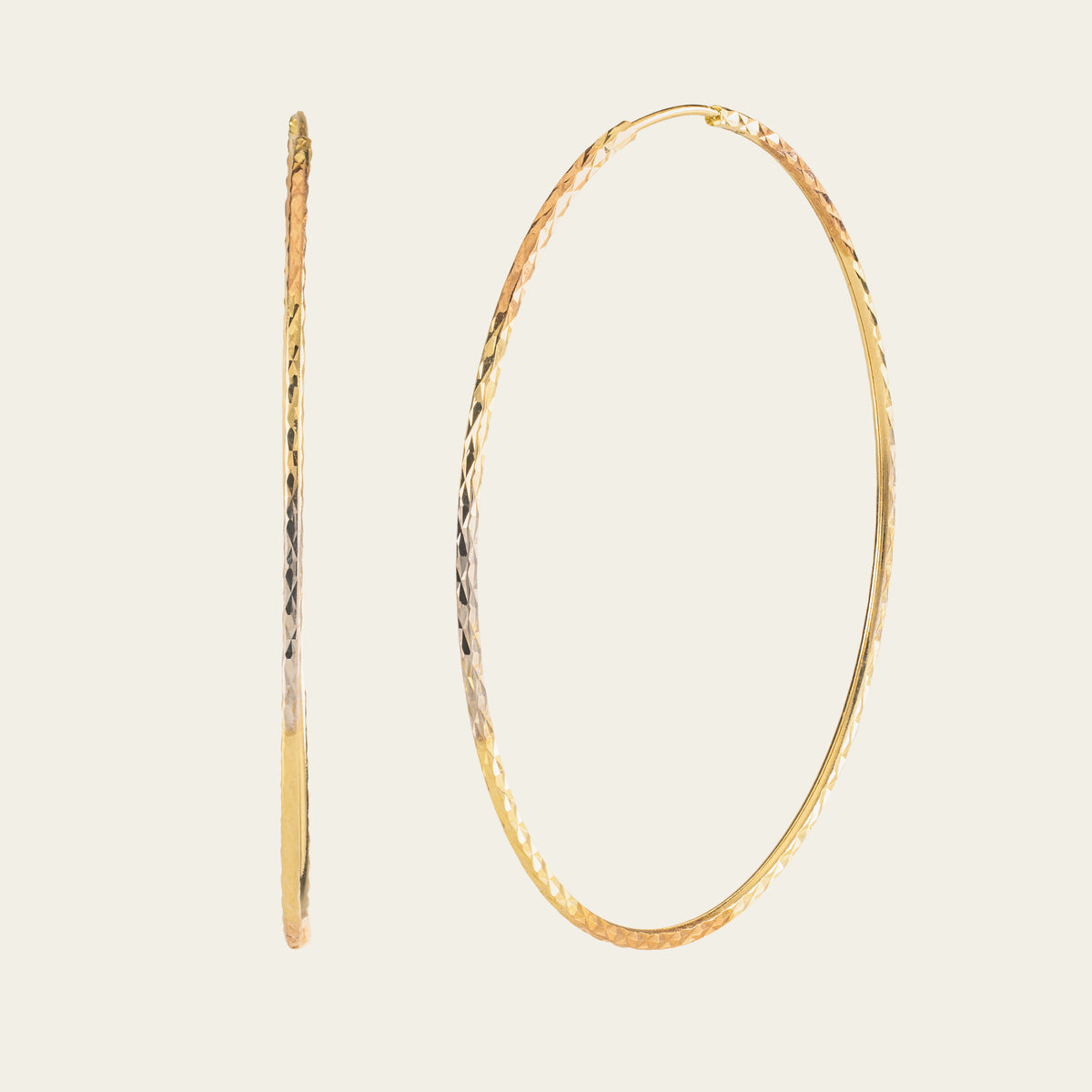 tri color gold hoop earrings