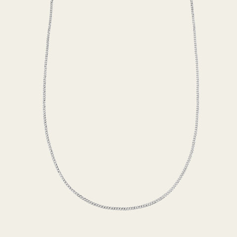 Silver curb chain necklace, sterling silver curb necklace.