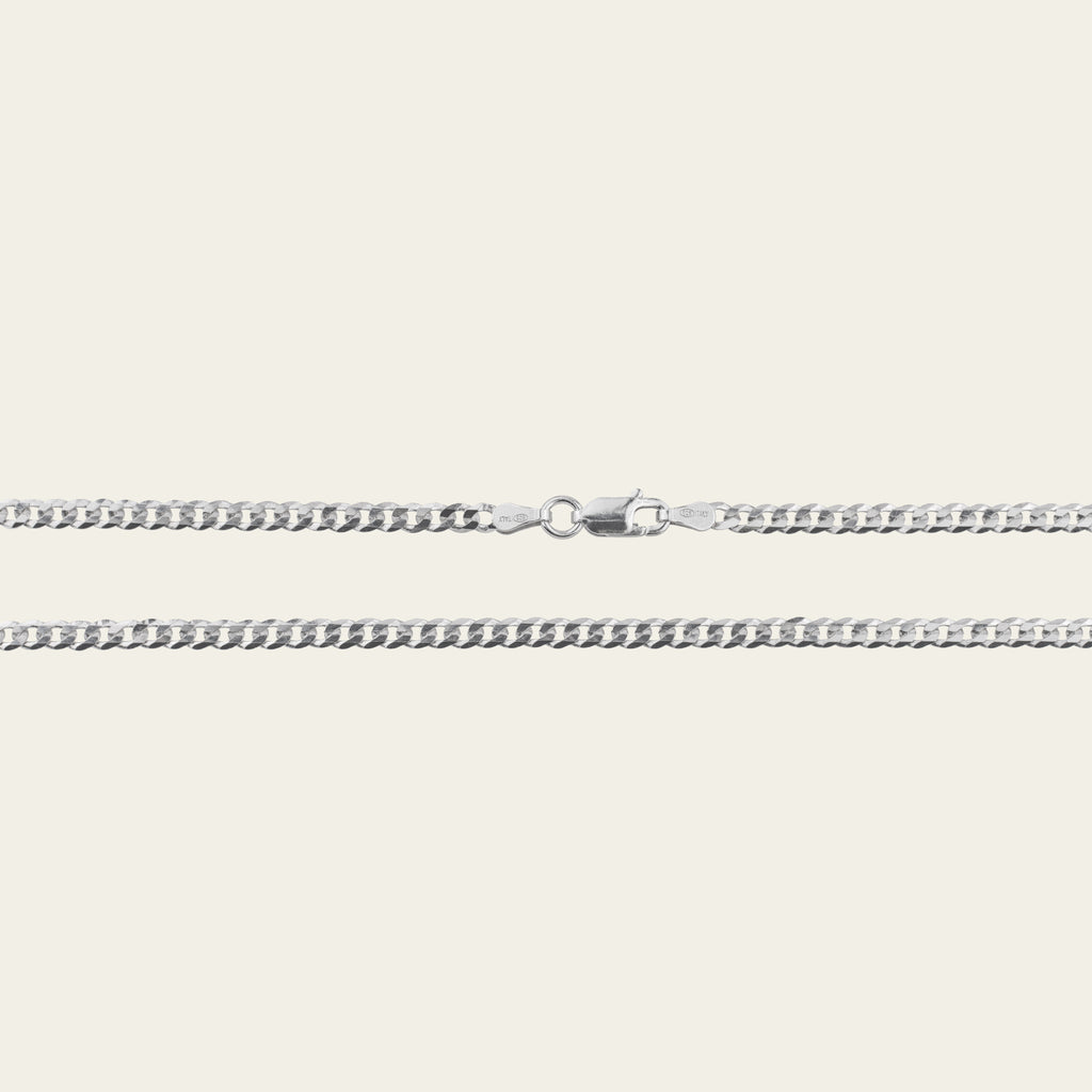 Silver curb chain necklace, sterling silver curb necklace.
