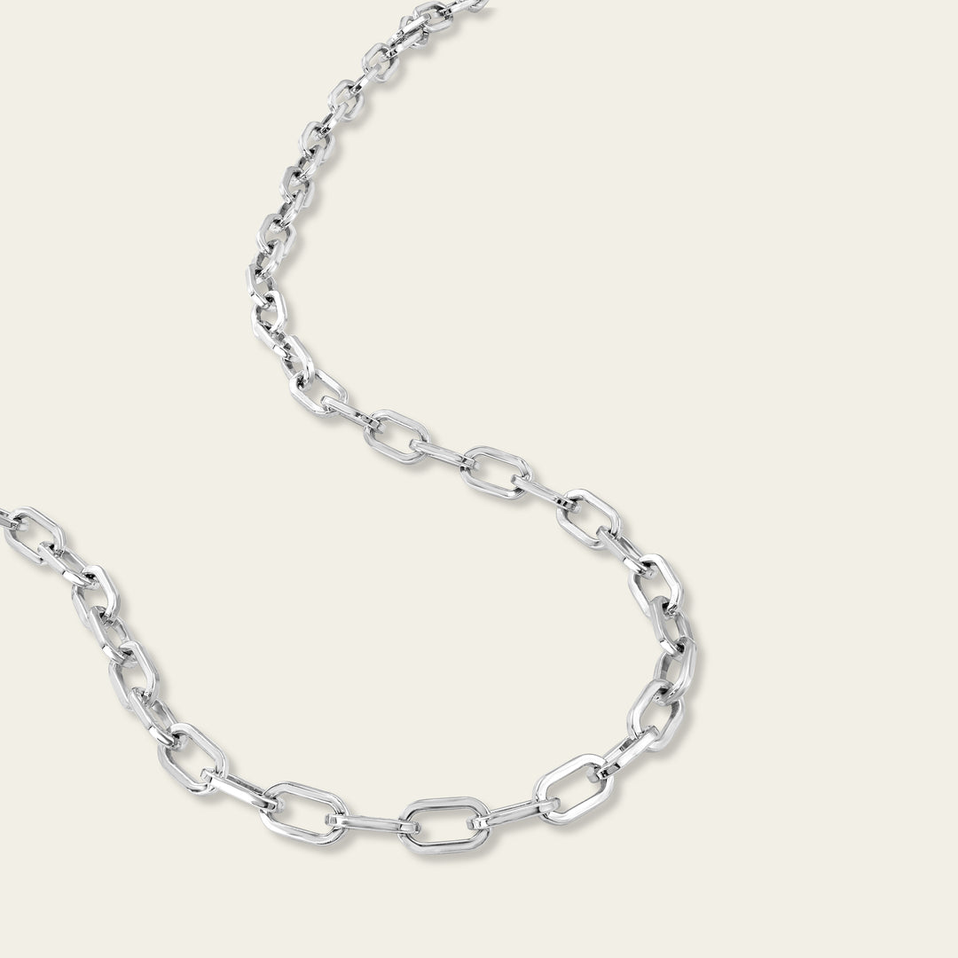 Silver Square Link Necklace