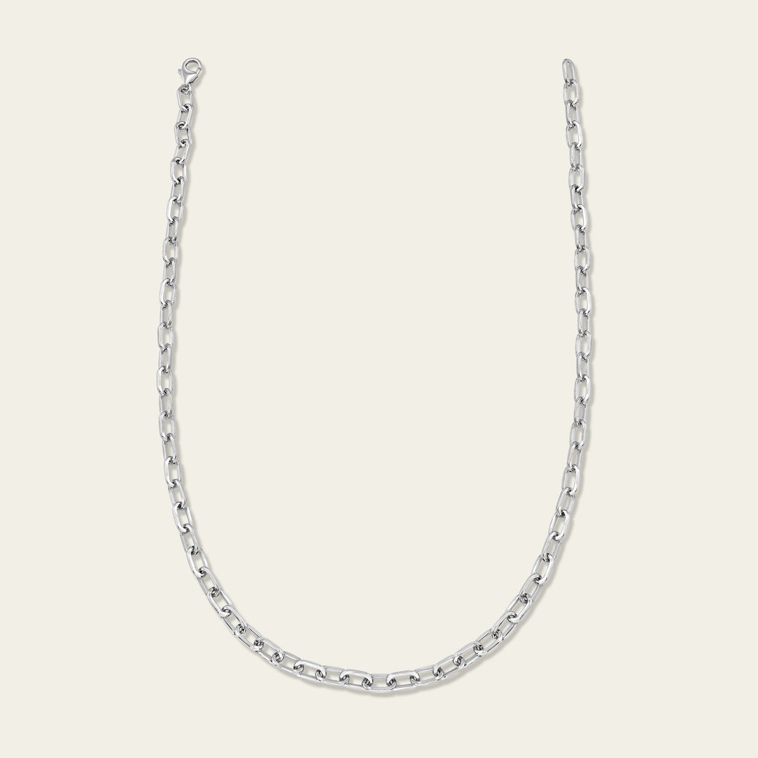 Silver Square Link Necklace