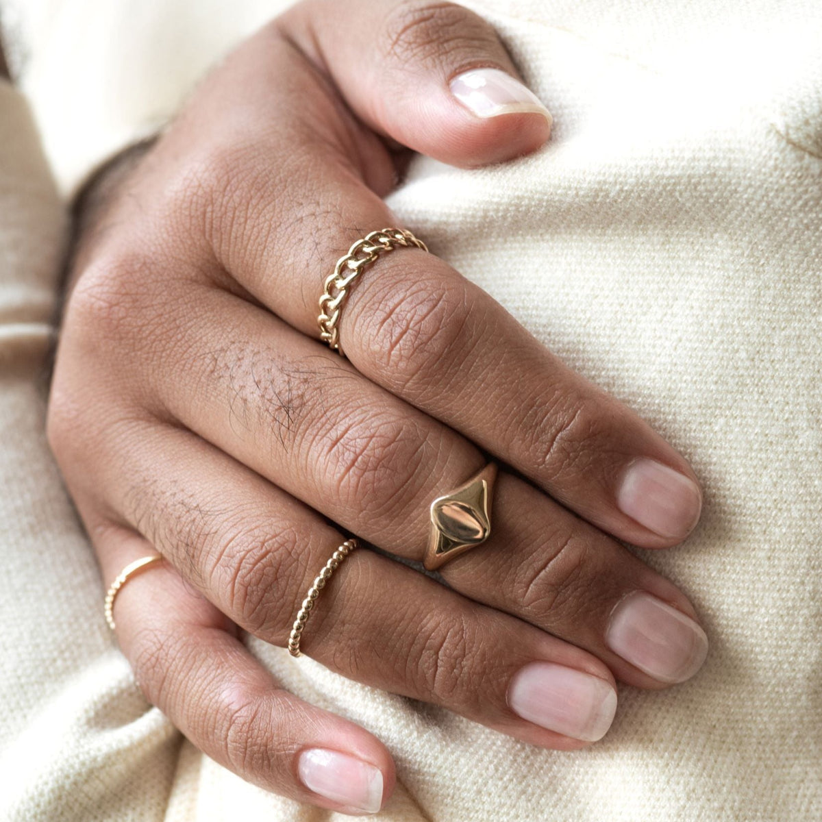beaded gold ring