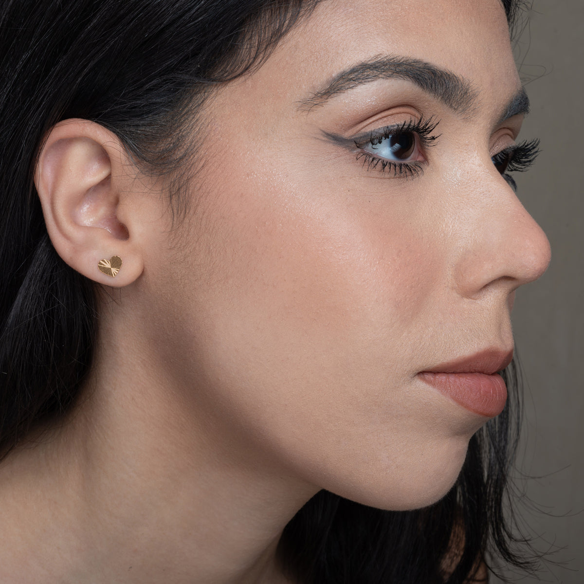 Diamond-Cut Heart Studs