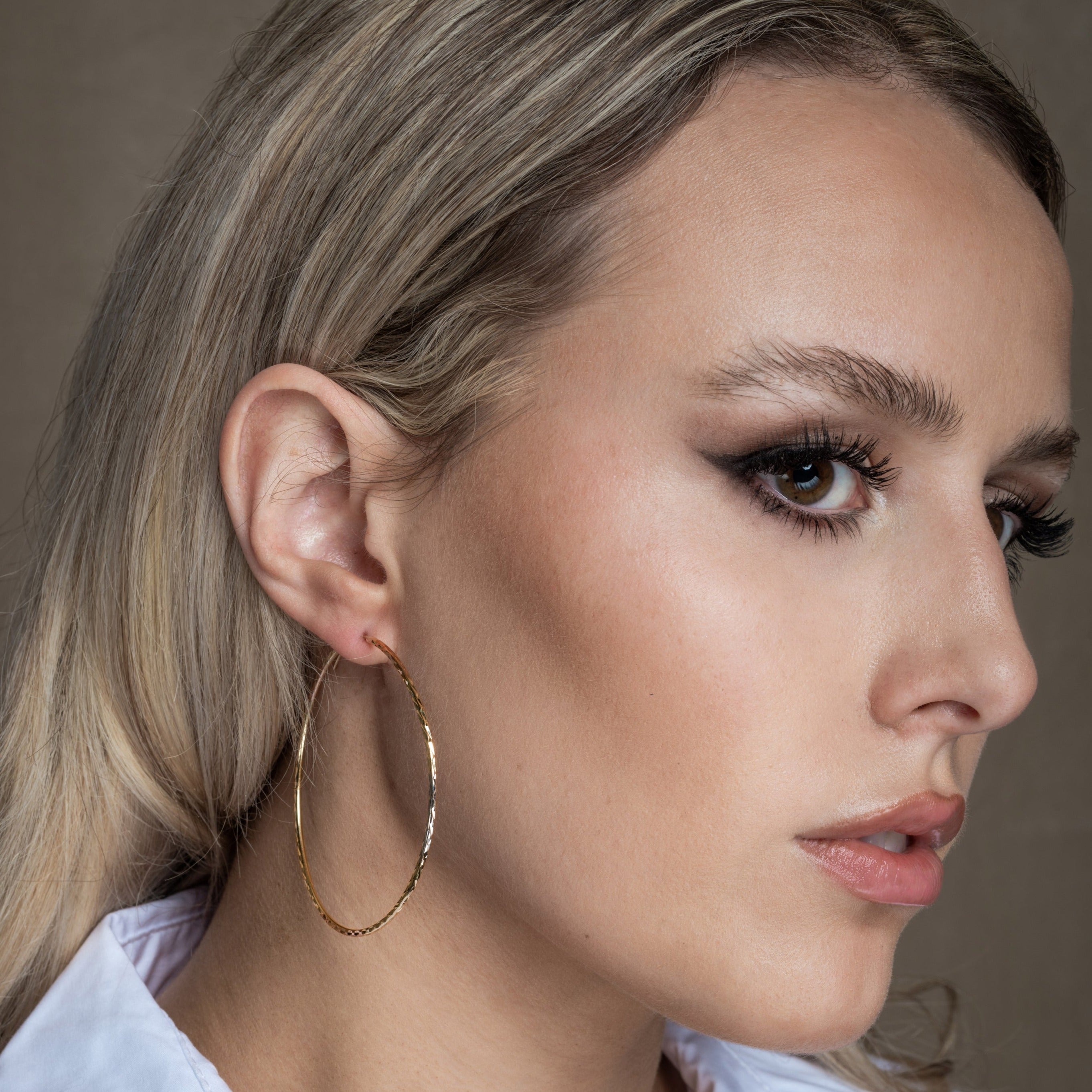 Tri tone hot sale hoop earrings