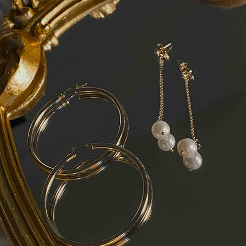  paper cable pearl drop earrings