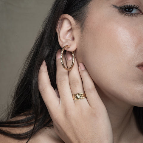 gold earrings and ring set