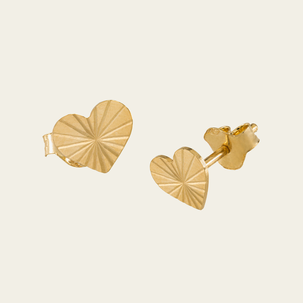 Diamond-Cut Heart Studs