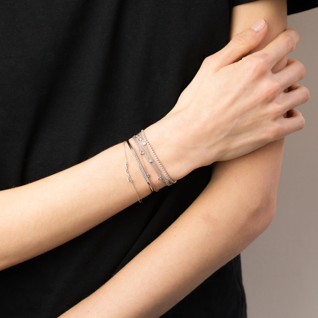 Square Links Diamond Bangle Bracelet, 14K White Gold, 41% OFF