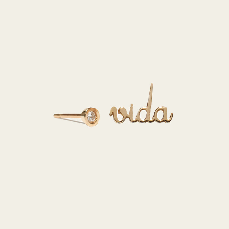 CM mini name earrings