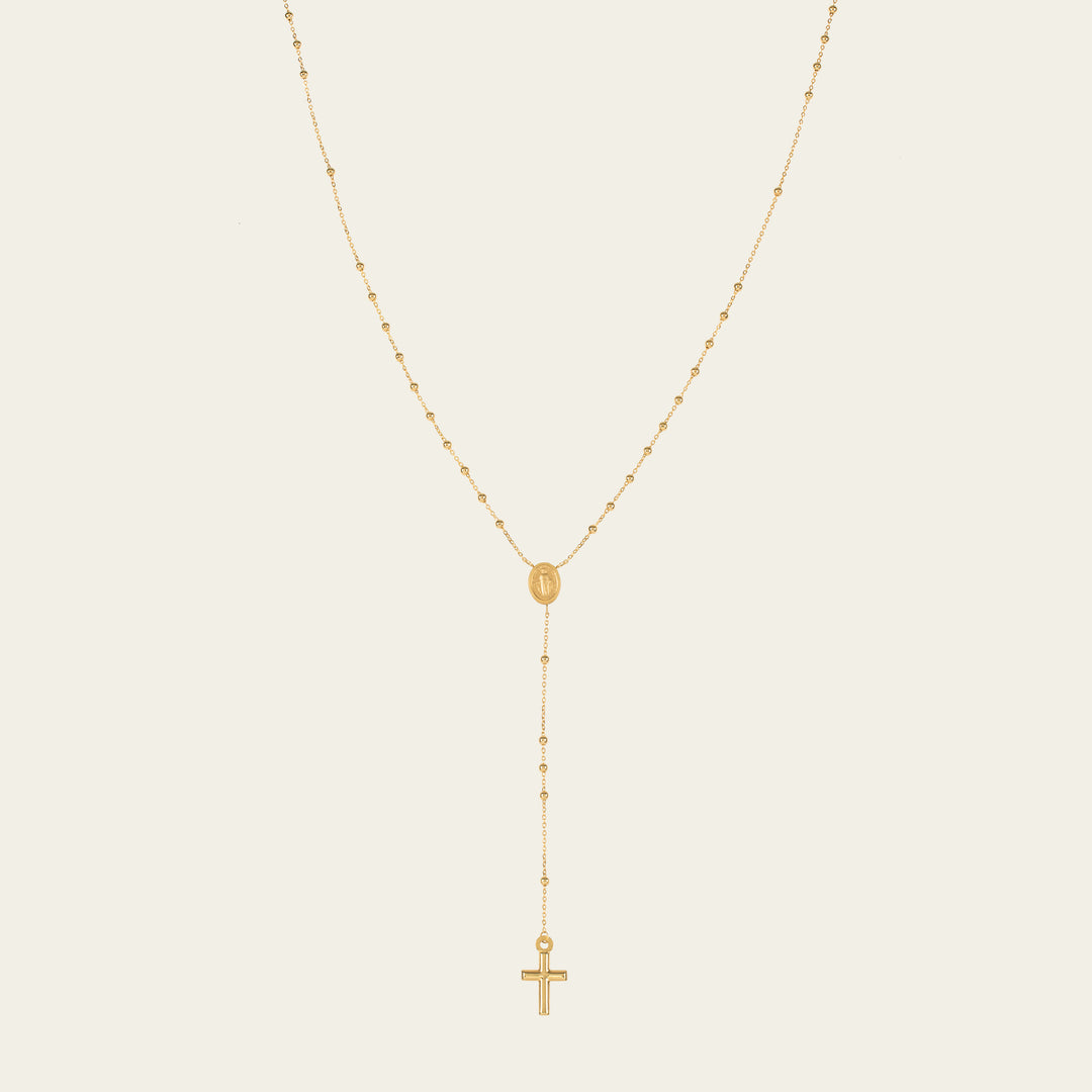 14k Gold Rosary Necklace – Cut + Clarity
