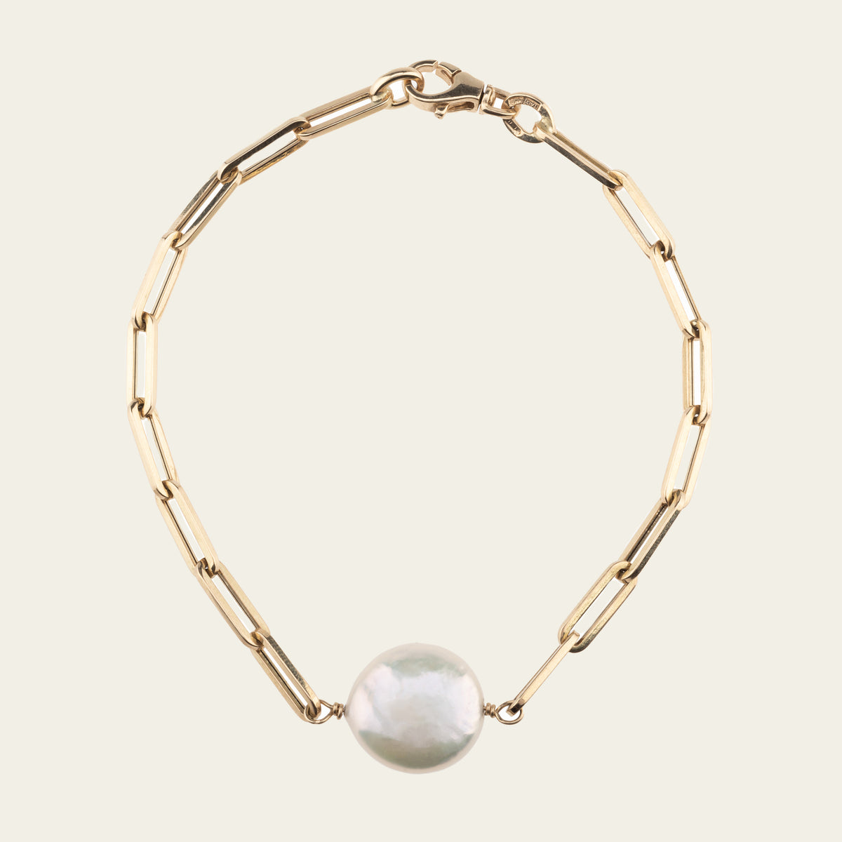 paper clip button pearl bracelet