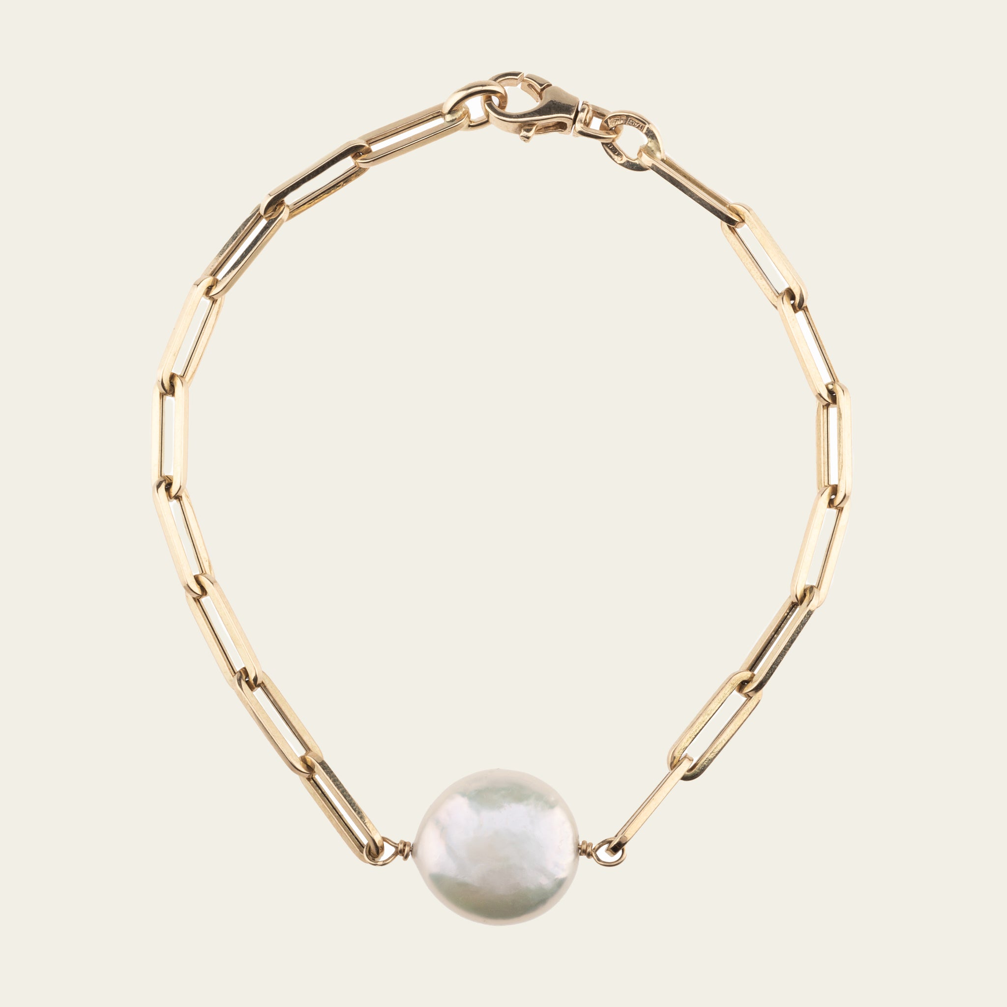 paper clip button pearl bracelet