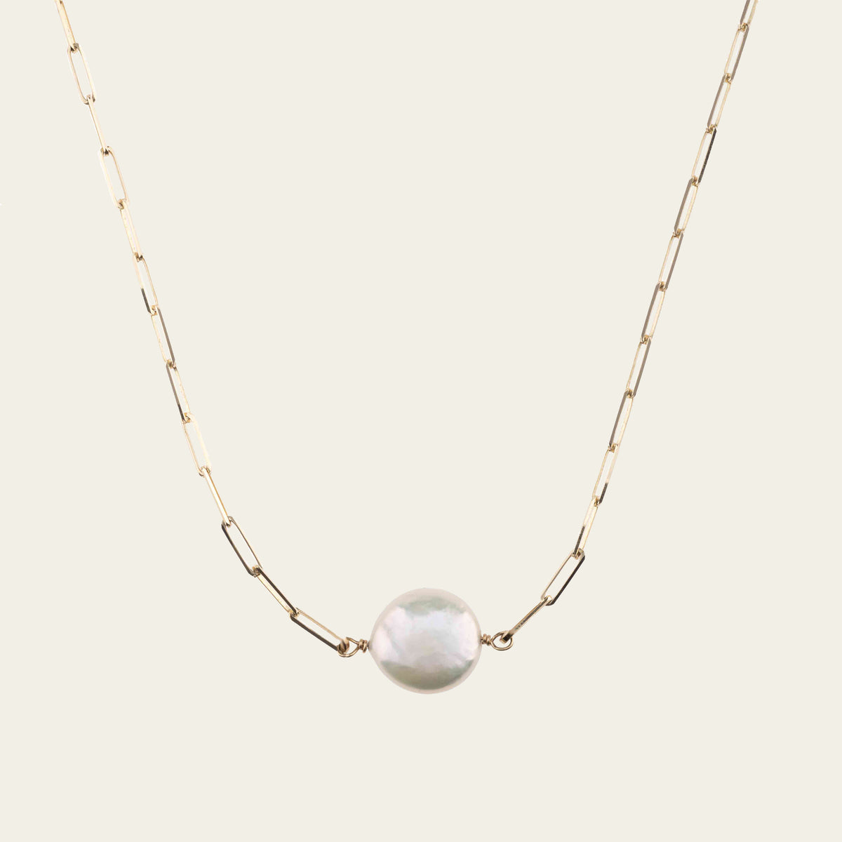 paper clip button pearl necklace