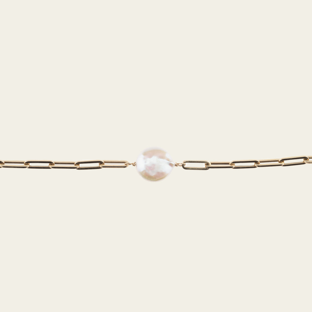 paper clip button pearl necklace
