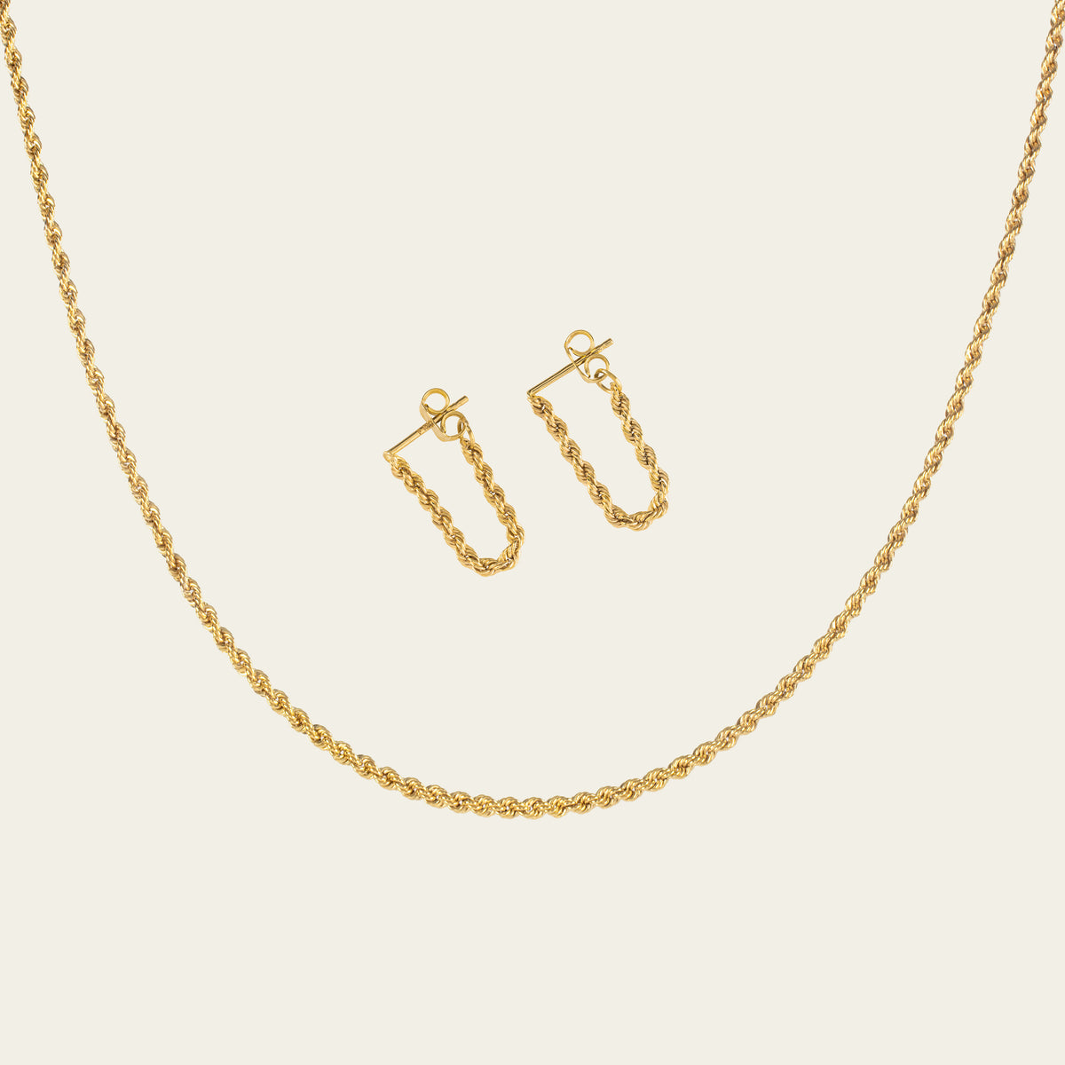 gold rope chain and earring set