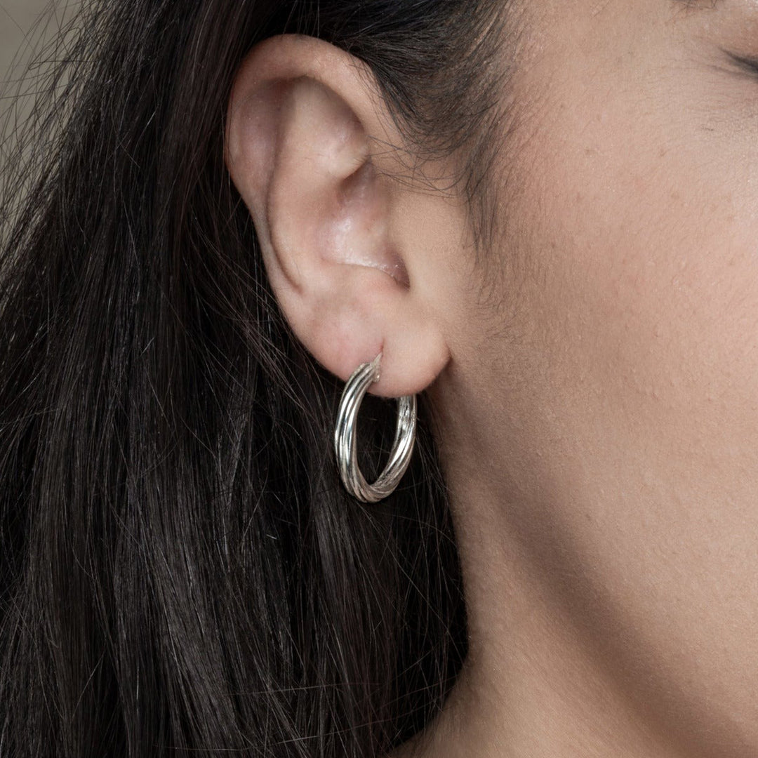 Large Silver Hoop Earrings (25MM) - Mens Hoop Earrings | Twistedpendant