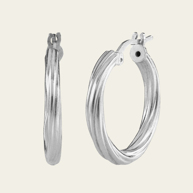 CM Silver Twisted Hoops